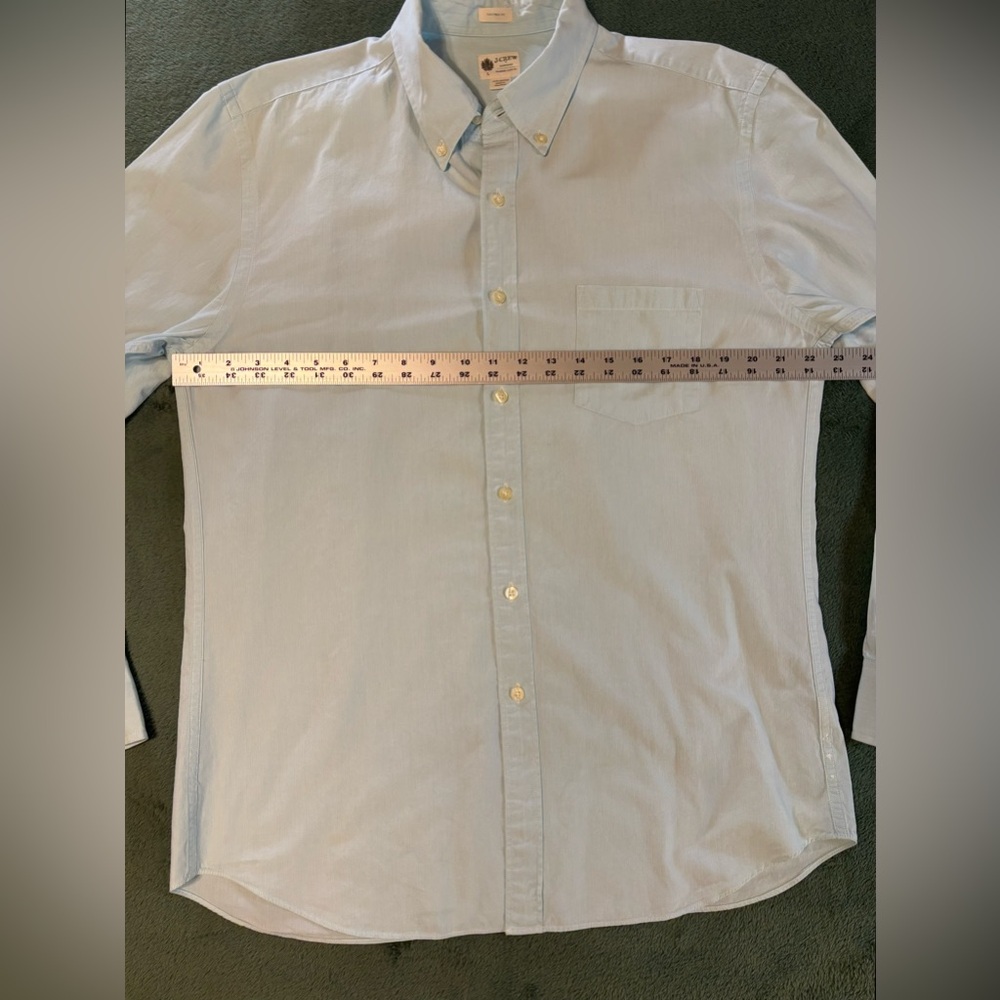 J. Crew Men's Casual Light Blueish-greenish Pin Striped Shirt, Size: L. (5462) - Picture 6 of 10